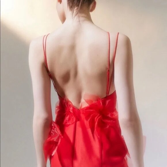 NWT | For Love and Lemons Red Alberta Mini Dress Tulle Bows Small - Picture 3 of 10